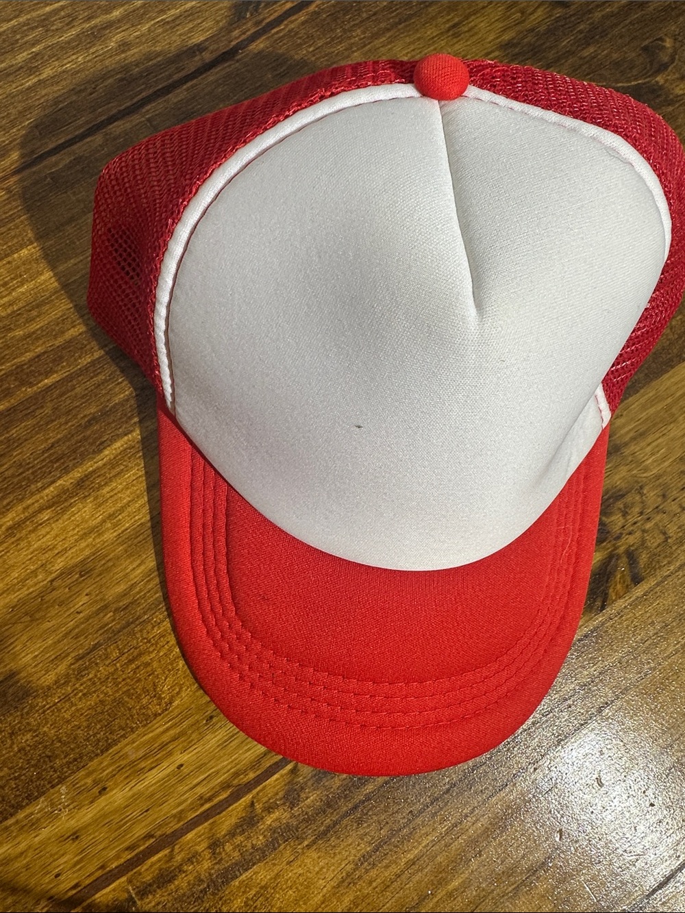 Red and White Trucker Cap — Lightweight Mesh Hat